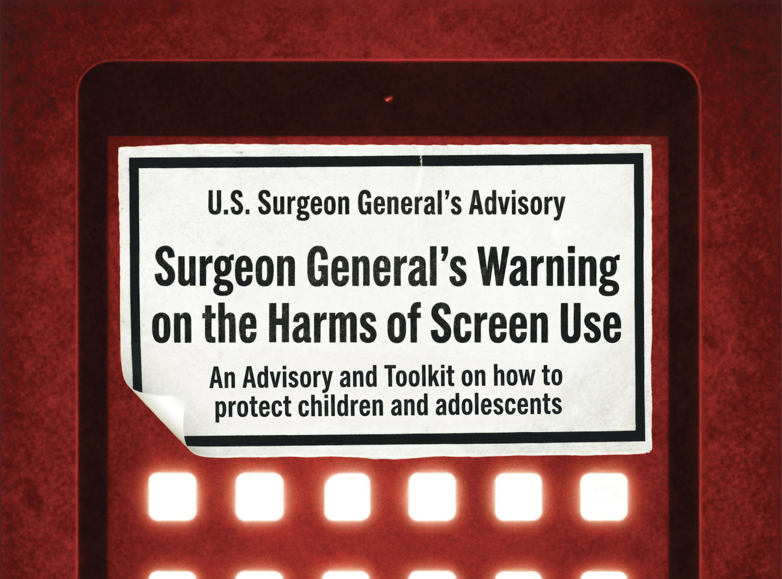 Parent and child with devices, representing the Surgeon General's screen time advisory